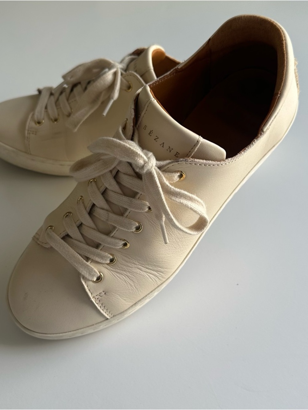 Sezane Cream Jack Trainers